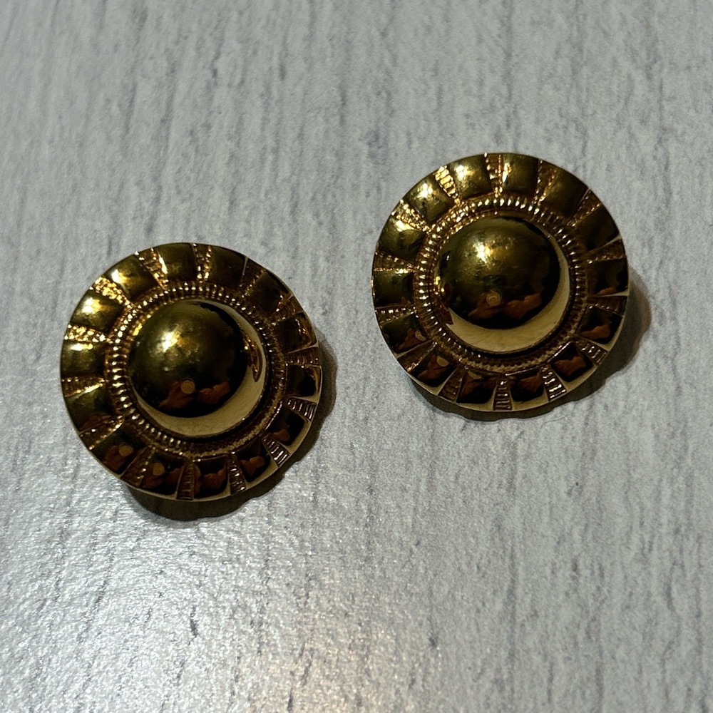 Vintage Gold Circular Stud Earrings
